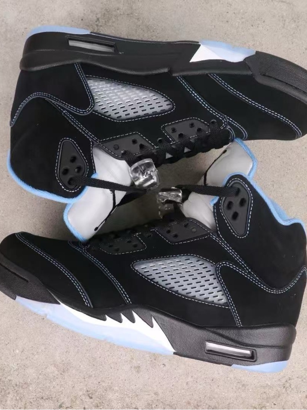 Jordan-inspired Men’s Black and Light Blue High-Top Sneakers